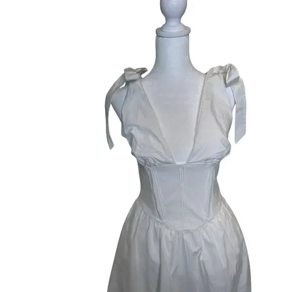 Zara Poplin Midi Dress With Ties Women's Size XS - NWTs Coquette - Picture 4 of 12